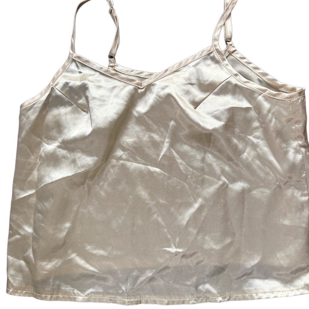 Silky Satin Champagne Cami Top XS | Minimalist Y2K Tank | Adjustable Straps